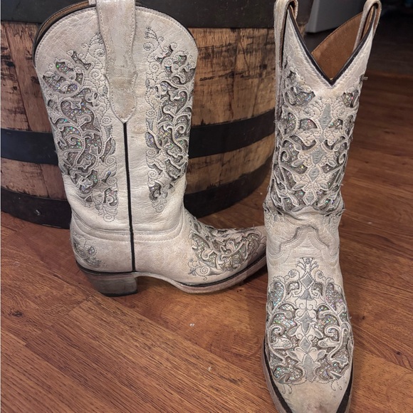 Corral Tan Leather Cowboy Boots - Picture 1 of 2